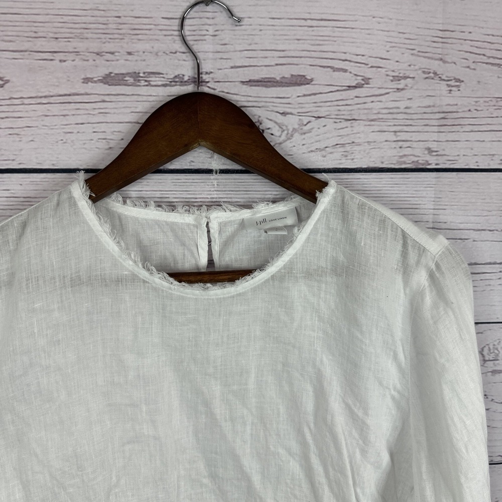 J Jill Shirt Top Womens Medium White Love Linen Boxy Breathable beach Minimalist - Picture 2 of 11